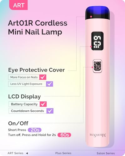 MelodySusie ART01R Cordless UV Nail Lamp for Gel & Rhinestones