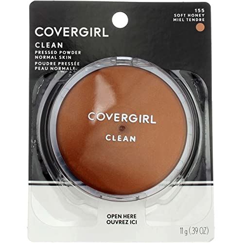 CoverGirl Clean Pressed Powder, Soft Honey 155, 0.39 oz (1 Pack)