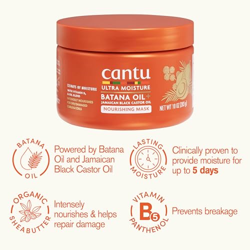 Cantu Ultra Moisture Nourishing Mask with Batana Oil + Jamaican Black Castor Oil, 10 oz