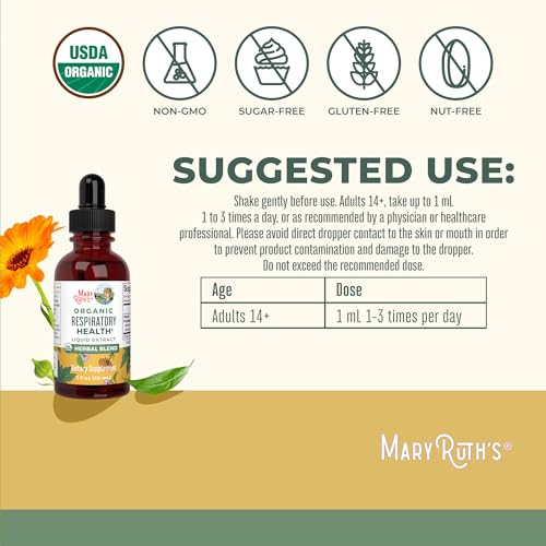 MARYRUTH'S Organic Mullein Leaf Respiratory Drops – 1 Fl Oz