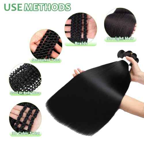 Pre Stretched Braiding Hair Long Braid 30 Inch 6 Packs Professional Braiding Hair Extensions Synthetic Crochet Twist Braids (Open 60", 1B#)