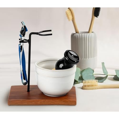 Safety Razor Shave Kit Mens Shaving Kit For Men Black Safety Razor Stand With Shave Brush Shaving Bowl Shaving Soap Set