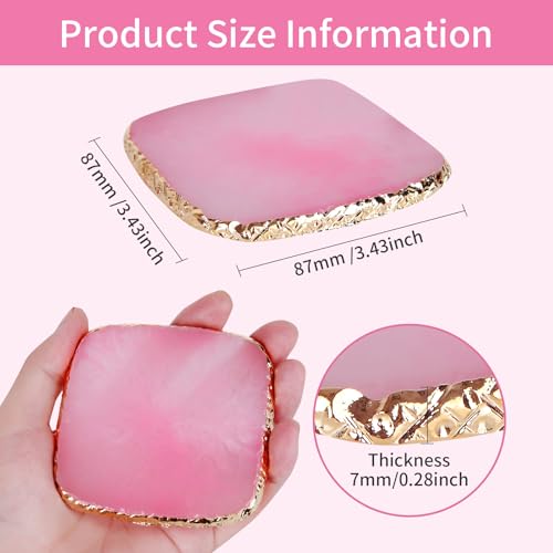MixPeak Resin Nail Art Palette Set - 2 Pcs Gold Edge (Pink & Green)