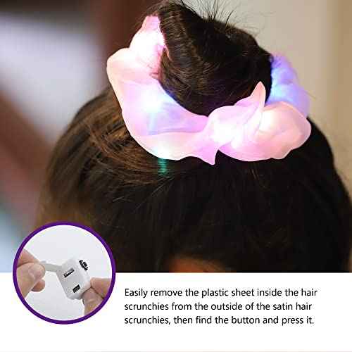 9 Pcs Light Up White Scrunchies, 3 Light Modes Halloween Led Hair Tie, Light Scrunchy for Girls, Glow Bands Ponyair Htail Holder Glow in the Dark Hair Accessories Neon Rave party supplies (White)
