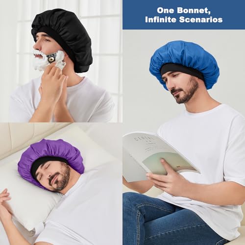 Selalu 3-Pack Satin Sleep Bonnet for Women & Men - Color 02, Comfortable & Soft Elastic Band