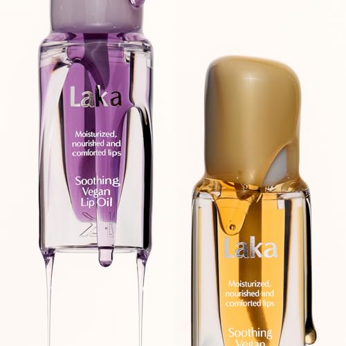 Laka Soothing Vegan Lip Oil, 4.5g/0.15oz., Nourishing Formula with Jojoba Seed Oil for Healthy Lips, Cracked and Chapped Lips, Vegan, K-Beauty?? (#Calming Purple)