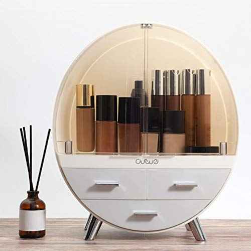 Elegant Dustproof Makeup Storage Organizer Box, Waterproof Medium Cosmetics Organizer Storage with Drawers Skincare Cosmetic Display Cases for Countertop Bathroom Dresser Dedroom