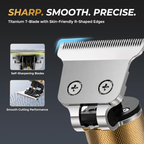 Ufree Gold Beard Trimmer with T-Blade, Zero-Gap Edger, 7100 RPM