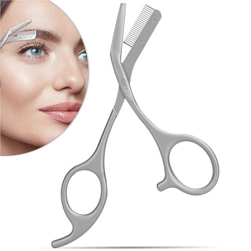 Eyebrow Trimming Scissors with Comb - Stainless Steel