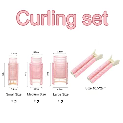 Jumbo Hair Curlers Rollers with Clips - 8PCS Volumizing Hair Clips & Self Grip Rollers for Long, Medium, Short, Thick & Thin Hair (3 Sizes, Pink)