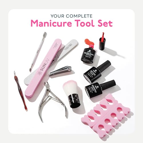 SUNUV Gel Nail Polish Kit with SUN2C UV LED Lamp & 16 Colors - 27 Pcs