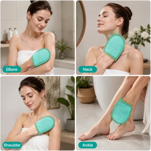 Frienda Exfoliating Gloves 4-Pack Deep Scrub Mitts Face & Body