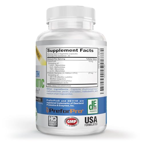 Premium Probiotic plus Ultimate Prebiotic - Gut Biome Builder & Restoration - 4.4 Bn CFU - Best for Women & Men - Bacteria Reaches Intestine within Hours - No Refrigeration - Bacillus Subtilis
