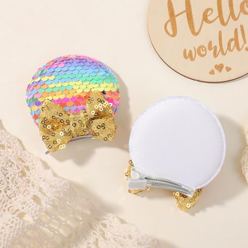 Choicbaby 6 PCS Hair Bow for Gilrs Mouse Ears Sequin Clips Polka Dot Bow with Alligator Clip Mice Ears Hair Bows Barrettes Princess Cosplay Hair Accessories for Baby Girls Toddlers Infant Fine Hair