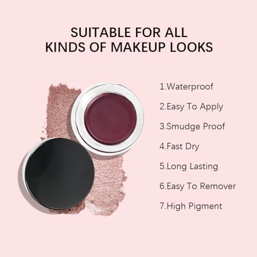 MAEPEOR Matte Gel Eyeliner 12 Color Smooth Cream Eyeliner Gel Pot Long Lasting Waterproof High Pigment Eyeliner Cream for Daily or Cosplay (Matte, 09 Rose)