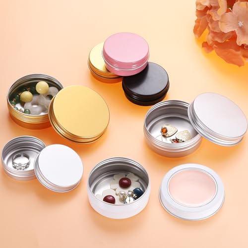 UXcell 40 Pcs Aluminum Round Tin Cans, 2 Oz, Silver, Travel Sized, Cosmetic Sample Containers with Clear Lid