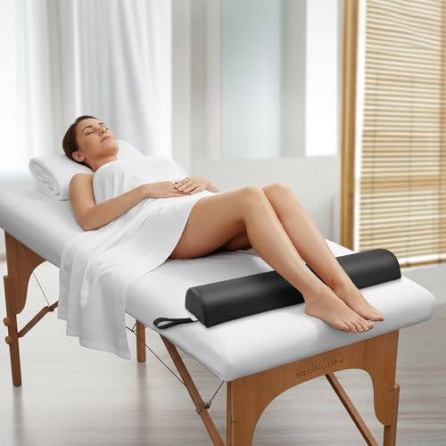Saloniture Half Round Massage Table Bolster Pillow, 26 x 6 x 3 Inch - Black