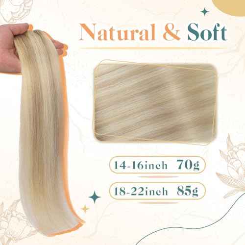 Sindra Wire Hair Extensions Real Human Hair Ash Blonde Highlights Bleach Blonde Human Extensions 70g 16 Inch Hairpiece With Clip Ins Invisible