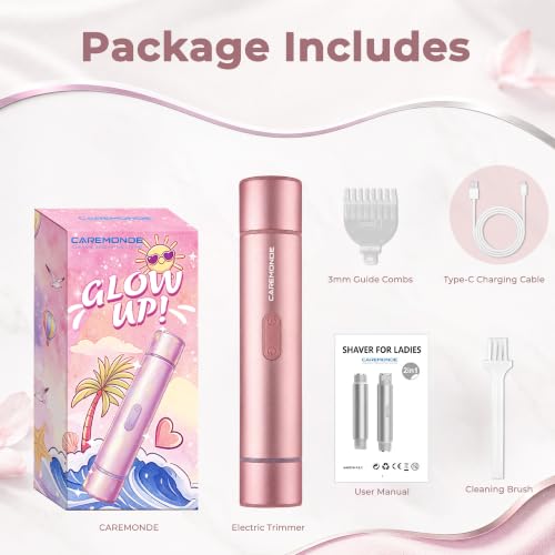 Pink 2-in-1 Bikini Trimmer & Electric Razor for Women - Waterproof Dual-Head Design