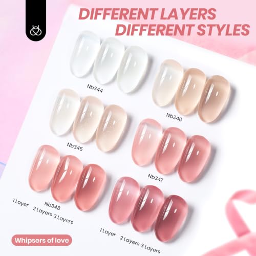 Beetles 6-Color Jelly Gel Nail Polish Set - Sheer Nude Shades