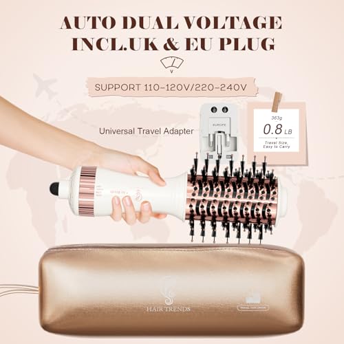Dual Voltage Travel Blow Dryer Brush - 2 Inch Nano Titanium
