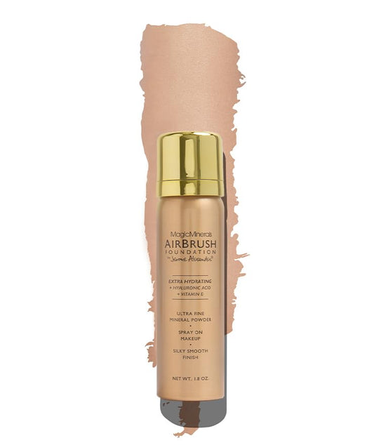 Jerome Alexander Airbrush Foundation Ultra Hydrating, Spray Foundation Makeup with 2x the Active Ingredients, Ultra-Light, Buildable, Full Coverage Formula (Warm Medium)