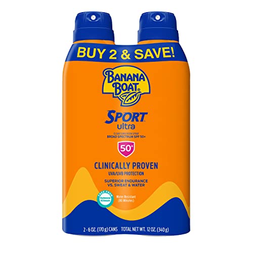 Banana Boat Ultra Sport Reef Friendly Sunscreen Spray, Broad Spectrum SPF 50 & 30, 6 Oz (Pack of 2), Sport Ultra SPF 30 Sunscreen Spray