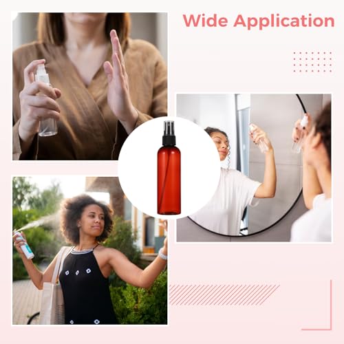 90 PCS Amber Plastic Spray Bottles 4 oz - 120ml Plastic Travel Sprayer Set Brown PET Bottles with Black Nozzles for Liquids, Perfumes, Cosmetics, and More