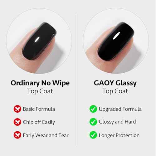 GAOY 4 Pcs 16ml No Wipe Gel Top Coat, Glassy Clear Top Coat, High Gloss Finish for UV Light Cure Gel Nail Polish