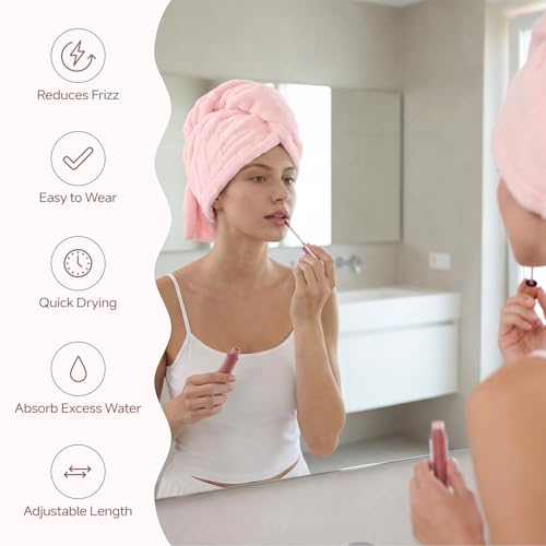 REDKISS Microfiber Hair Towel Wrap, 2 Pack Quick Dry Turban