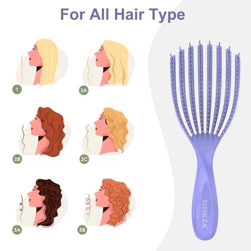 SHINLEA Purple Detangling Brush for Curly & Wet Dry Hair - Shell-Shaped Design