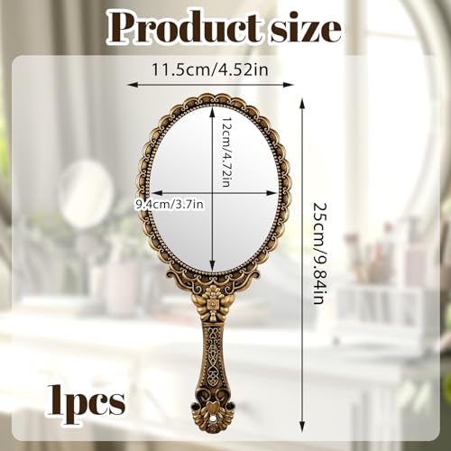 Vintage Hand Mirror with Handle Makeup Vanity Travel