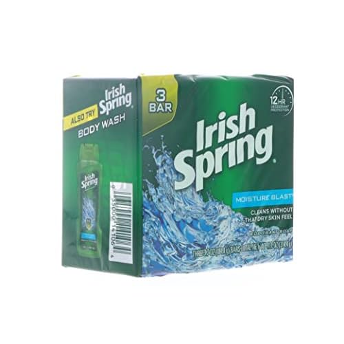 Irish Spring Moisture Blast Deodorant Bar Soap, 11.1 oz bars, 3 each (Pack of 2)