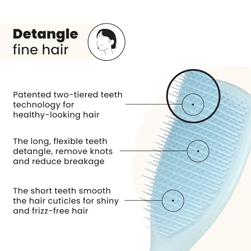 Tangle Teezer Fine Ultimate Detangler Brush, Dry & Wet Hair Brush to Detangle & Reduce Breakage for Fine Hair Types, Large, Seafoam Blue