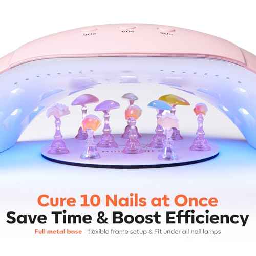 Modelones Nail Stand Set, Magnetic Nail Stands for Press ons False Nail Tips Practice Acrylic Holder with 200pcs Sticky Tabs Strong Metal Base Painting Display DIY & Salon Use Beginner Supplies