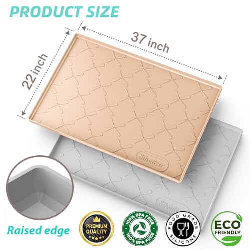 SIKADEER Under Sink Mat for Kitchen Waterproof, 37" x 22" Silicone Cabinet Liner Mat for Bathroom Under Sink Organizer with Raised Edge Protector for Drips Leaks Spills Tray