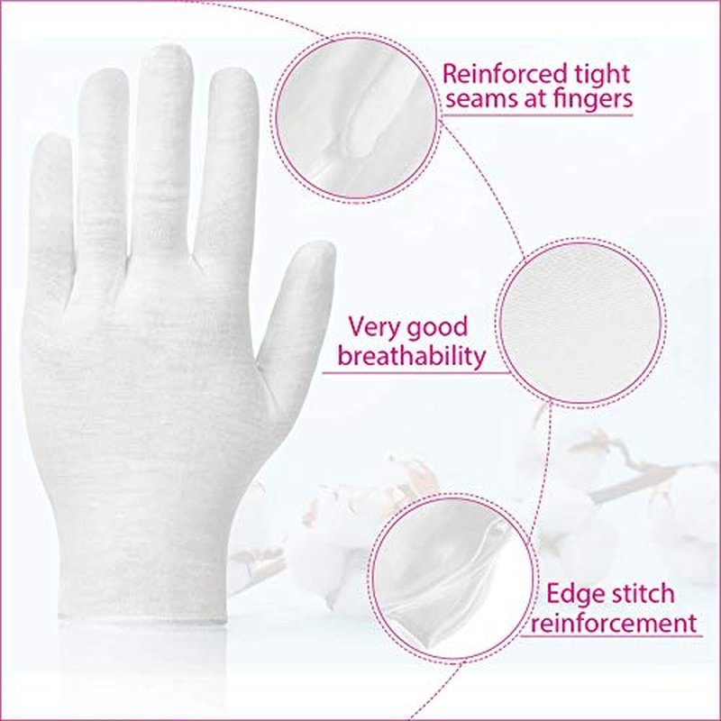 20 Pairs White Cotton Gloves for Dry Hands & Eczema