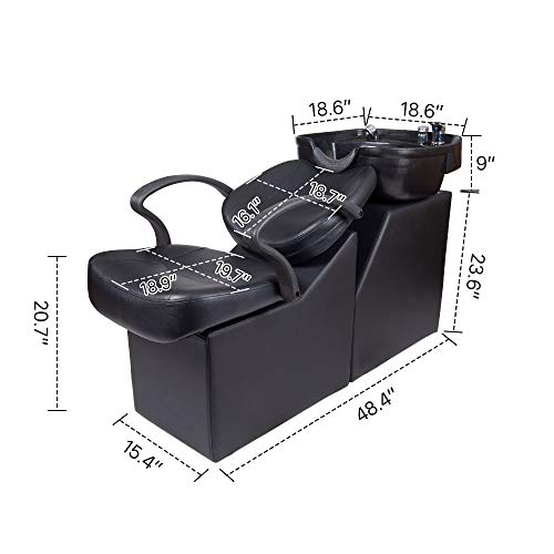 Polar Aurora Backwash Barber Chair with ABS Shampoo Bowl