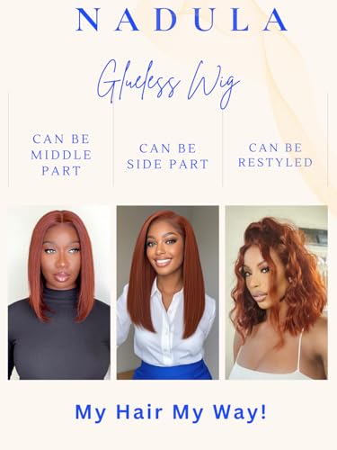 Nadula Reddish Brown Yaki Straight Bob Wig 7x5 Lace Front Human Hair Pre-Plucked