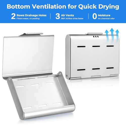 Aluminum Retainer Case for Invisalign Aligners, Partial Mouth Guard Case Denture Retainer Container Case Holder with Vent Holes, Slim Orthodontic Aligner Case for Traveling-1 Pack