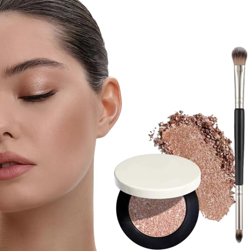 Metallic Eyeshadow with Brush - Long-Wear Shimmer Makeup