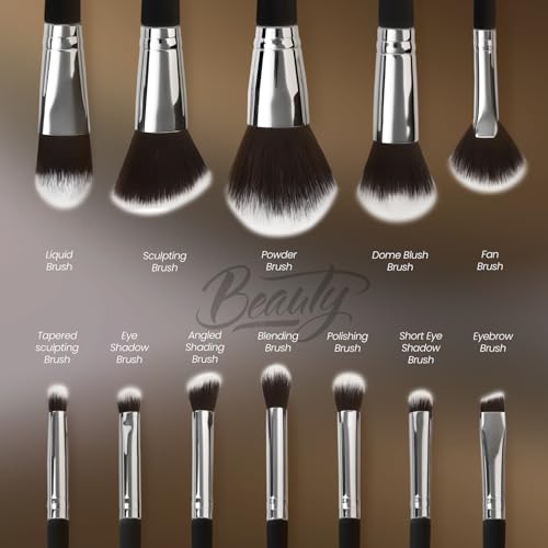 12-Piece Makeup Brush Set with Storage Case | Synthetic Bristles