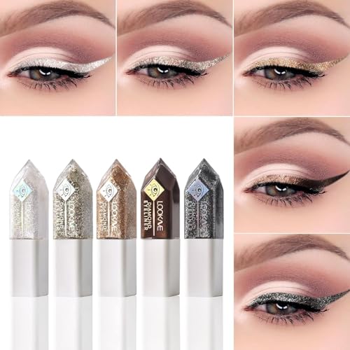 Liquid Glitter Eyeliner Set, 5 Colors Waterproof Shimmer