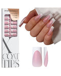 Pink Glitter French Tip Press On Nails - 96 Pc Long Square Soft Gel