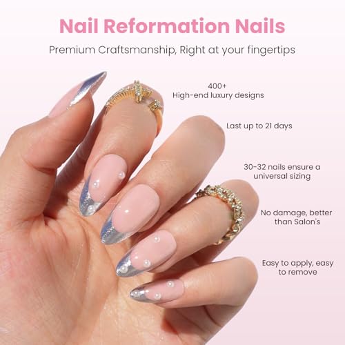 Nail Reformation Press On Nails - Sheer Nude Almond 30-Piece Kit