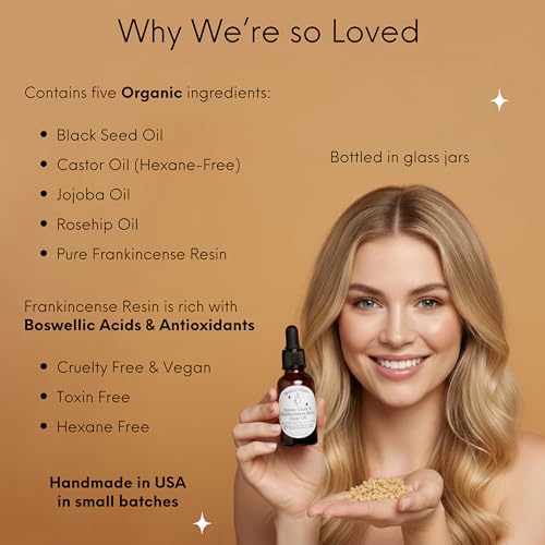 Redemption Organic Frankincense Resin Infused Black Seed, Castor, Jojoba & Rosehip Oils for Face Anti-Aging Miracle Moisturizer Cold Pressed Serum Natural Skincare Hydrates Skin Moisturizing 1 Fl Oz