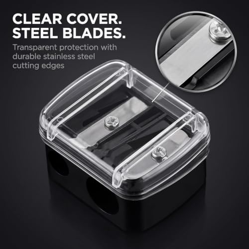 Dual Hole Cosmetic Pencil Sharpener with Cover - Travel Makeup Tool