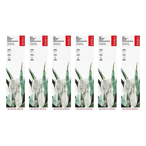 RADIUS Toothbrush Replaceable Brush Heads 2-Count Improve Gum Health & Reduce Gum Issues - Soft Big Head - Pack of 6
