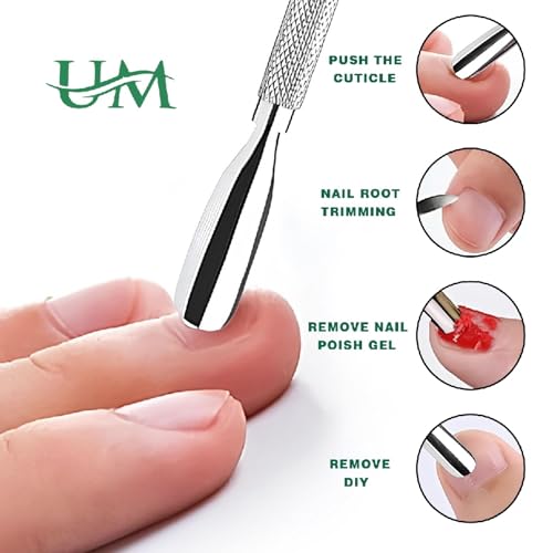 UM Supplies Cuticle Pusher and Spoon Nail Cleaner 2PCS Set | Dual Ended | Nail Care Tool | Easy to Use Fingernail and Toenail | Pedicure Manicure Tools