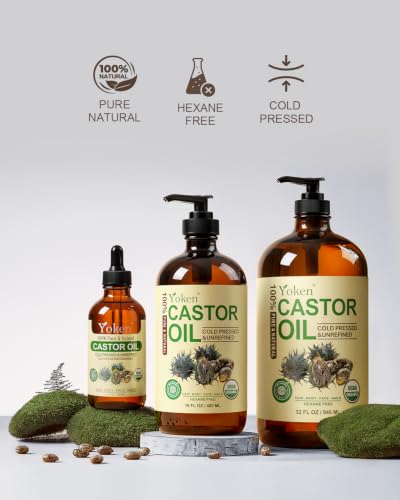 Yoken Organic Castor Oil 16oz Cold Pressed Hexane Free